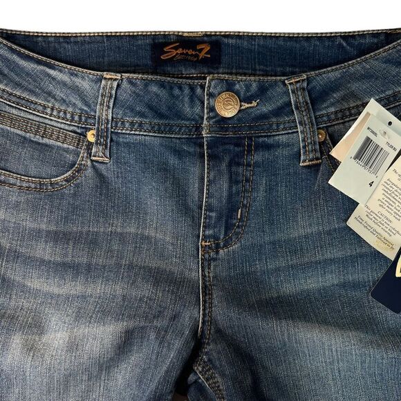 Seven7 Bermuda Denim Shorts Women Size 4 Blue Stretch Whiskers nwt - Picture 8 of 13